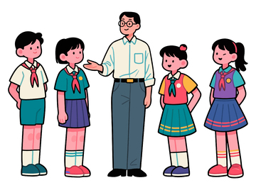 卡通校园场景插画