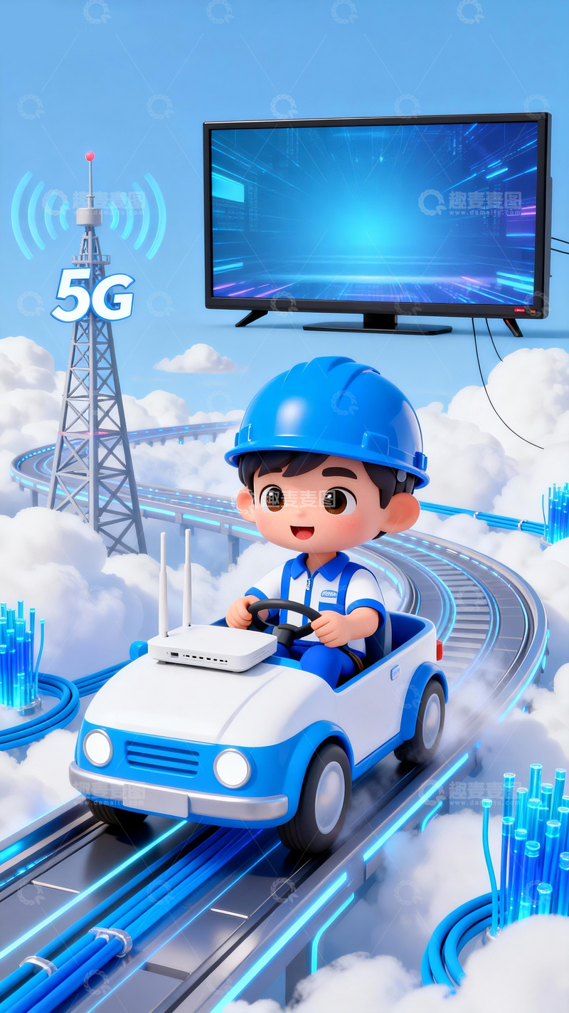 源文件下载【趣麦麦图】3d卡通电信工作人员2