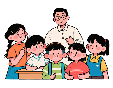 卡通师生教学场景插画