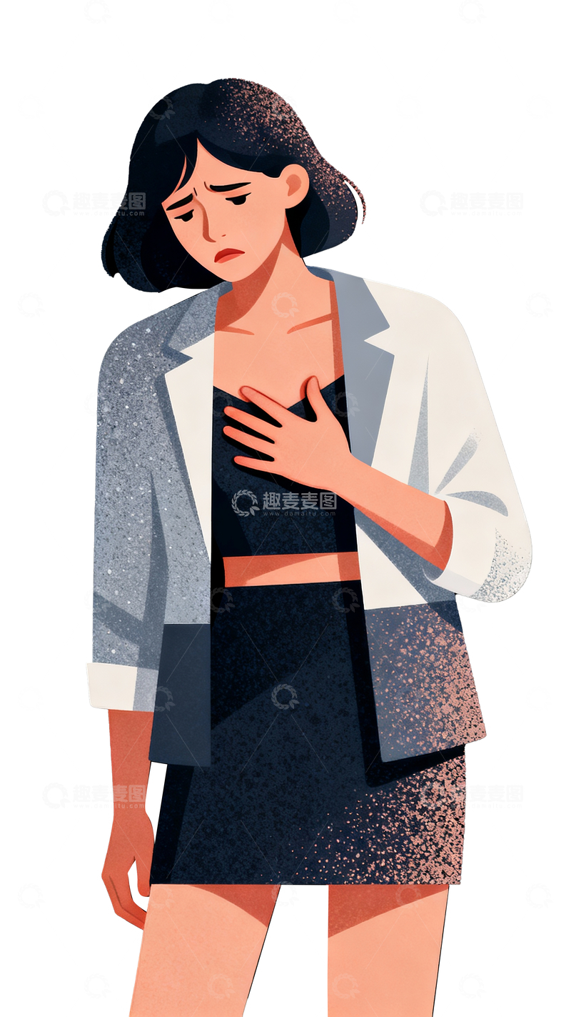 源文件下载【趣麦麦图】呼吸不顺的女士1