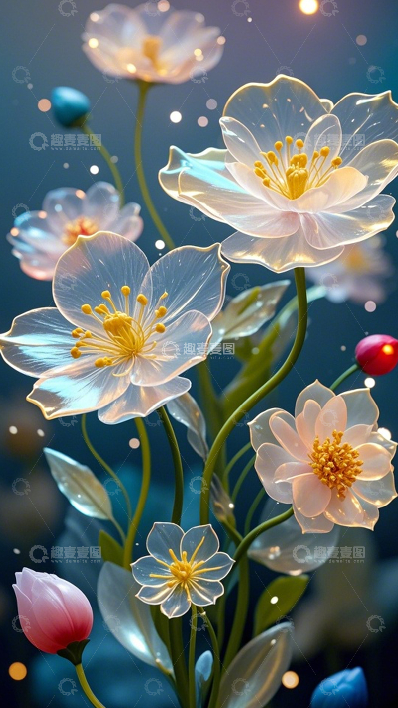 高清大图下载【趣麦麦图】透明白花梦幻光斑2