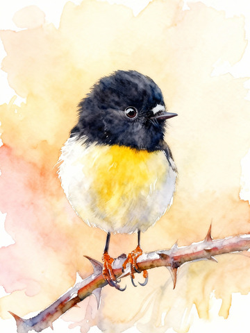 水彩鸟儿树枝装饰画