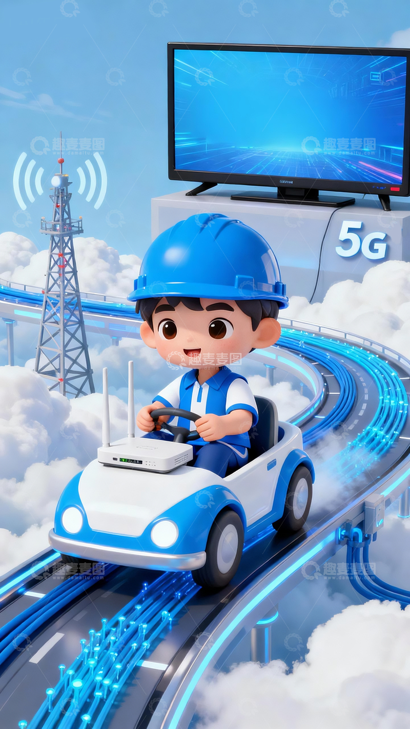 源文件下载【趣麦麦图】3d卡通电信工作人员3