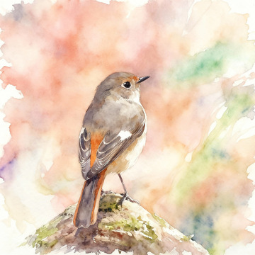 水彩画速写野生鸟