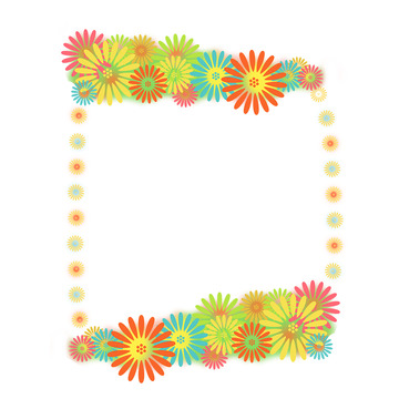 彩色花卉边框装饰设计