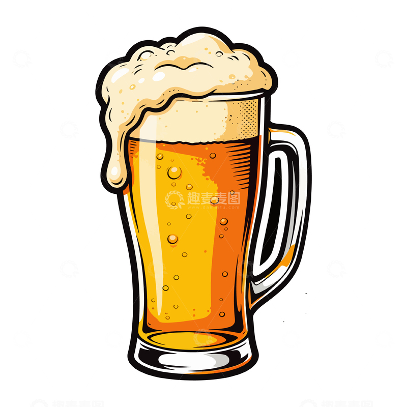 源文件下载【趣麦麦图】-卡通风格啤酒杯插画
