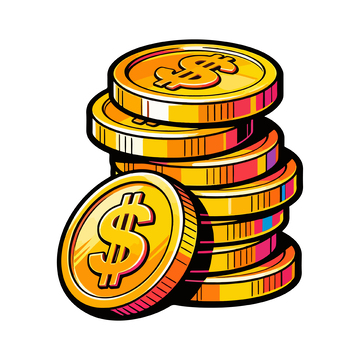 卡通金币堆叠插画