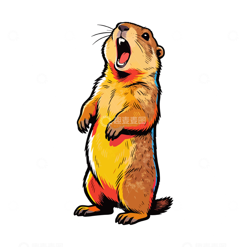 源文件下载【趣麦麦图】卡通风格土拨鼠插图