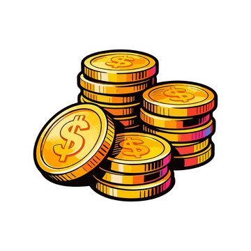 卡通金币财富插画