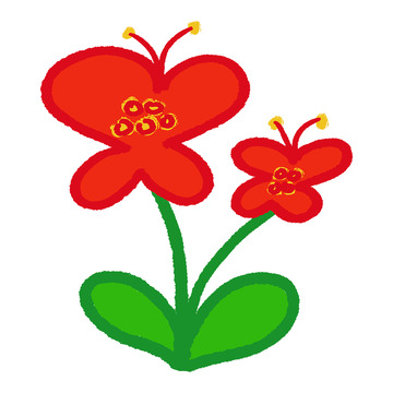 卡通红花插画设计素材