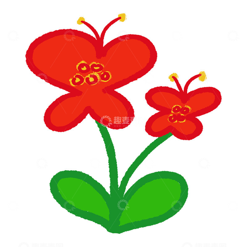 高清大图下载【趣麦麦图】-卡通红花插画设计素材