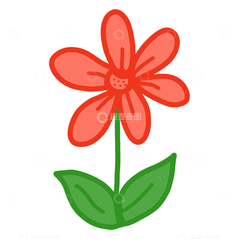 高清大图下载【趣麦麦图】-卡通红花绿叶图