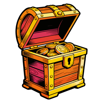 卡通风格金色宝箱插画素材