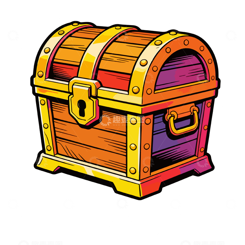 源文件下载【趣麦麦图】卡通风格宝箱插画设计素材