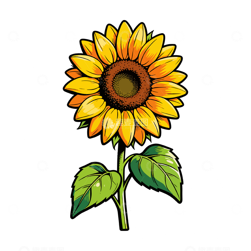 源文件下载【趣麦麦图】卡通向日葵插画素材