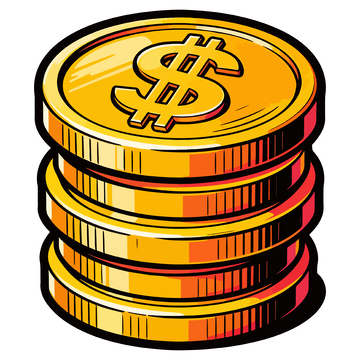 卡通金币堆叠插画