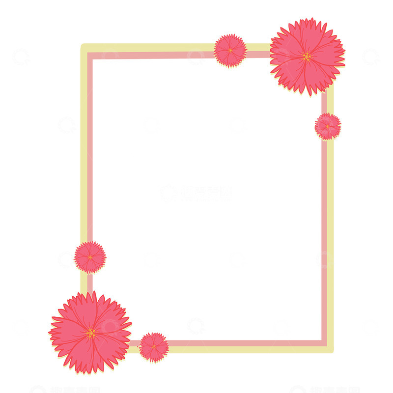 高清大图下载【趣麦麦图】-简约风粉色花朵边框设计元素