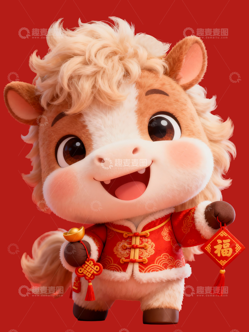 源文件下载【趣麦麦图】毛绒拜年小马2