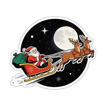 圣诞夜雪橇飞行贴纸