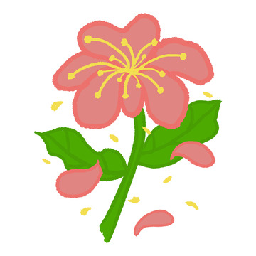 卡通风格粉红色花朵插画设计元素