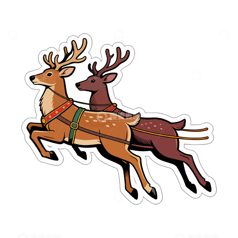 源文件下载【趣麦麦图】卡通鹿贴纸插画设计素材