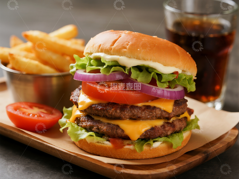 源文件下载【趣麦麦图】安格斯双层牛肉汉堡近景特写摄影2
