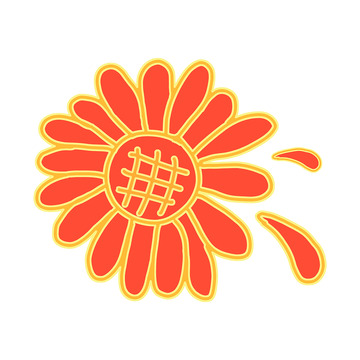 简约风格红花图案装饰元素