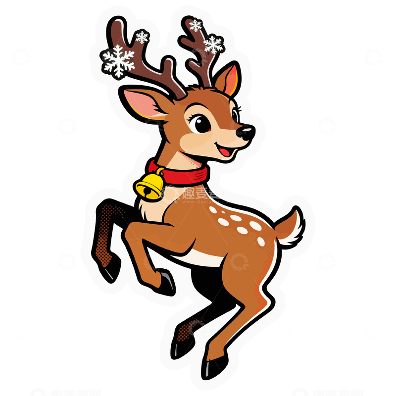 源文件下载【趣麦麦图】-卡通麋鹿圣诞节装饰贴纸设计素材