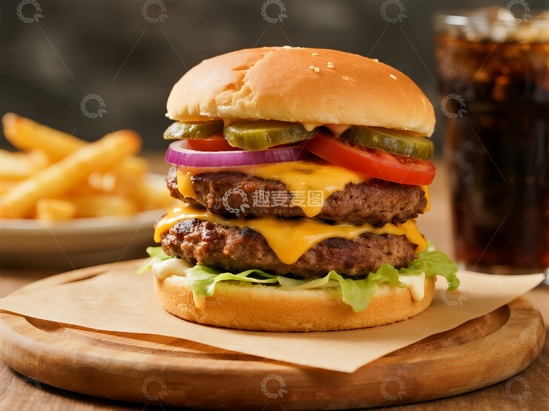 源文件下载【趣麦麦图】安格斯双层牛肉汉堡近景特写摄影4