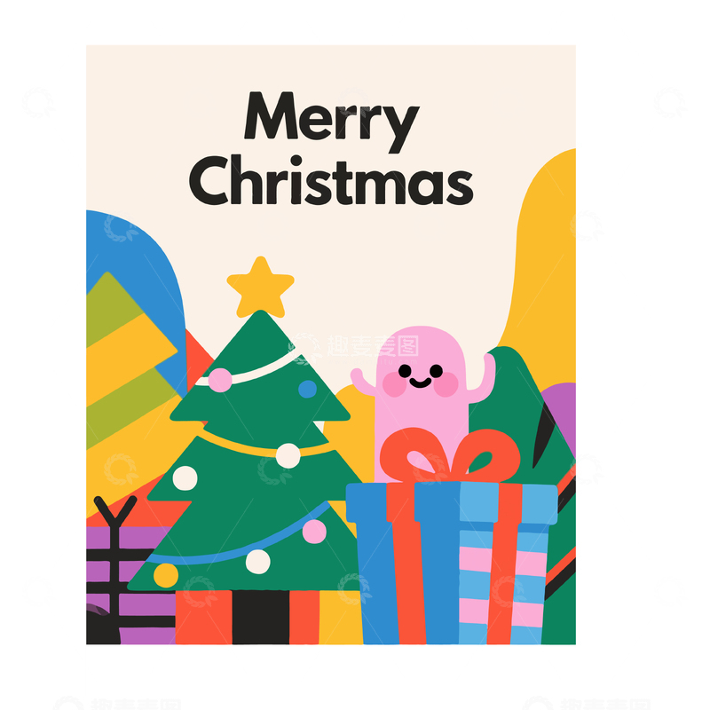 源文件下载【趣麦麦图】卡通圣诞快乐贺卡设计素材