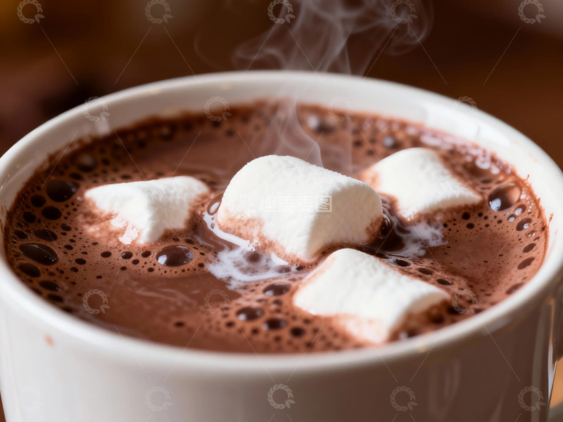 高清大图下载【趣麦麦图】热巧克力棉花糖特写摄影