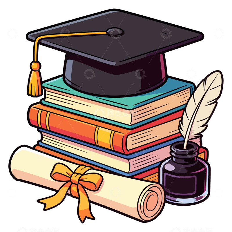 源文件下载【趣麦麦图】-毕业元素矢量插画设计素材