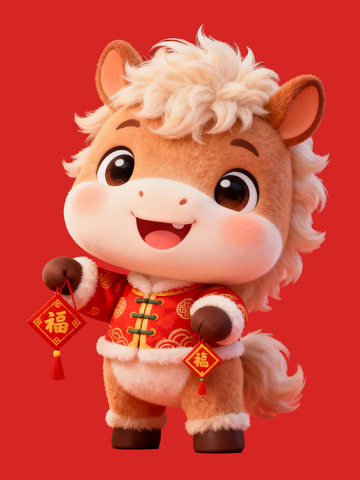 毛绒拜年小马3