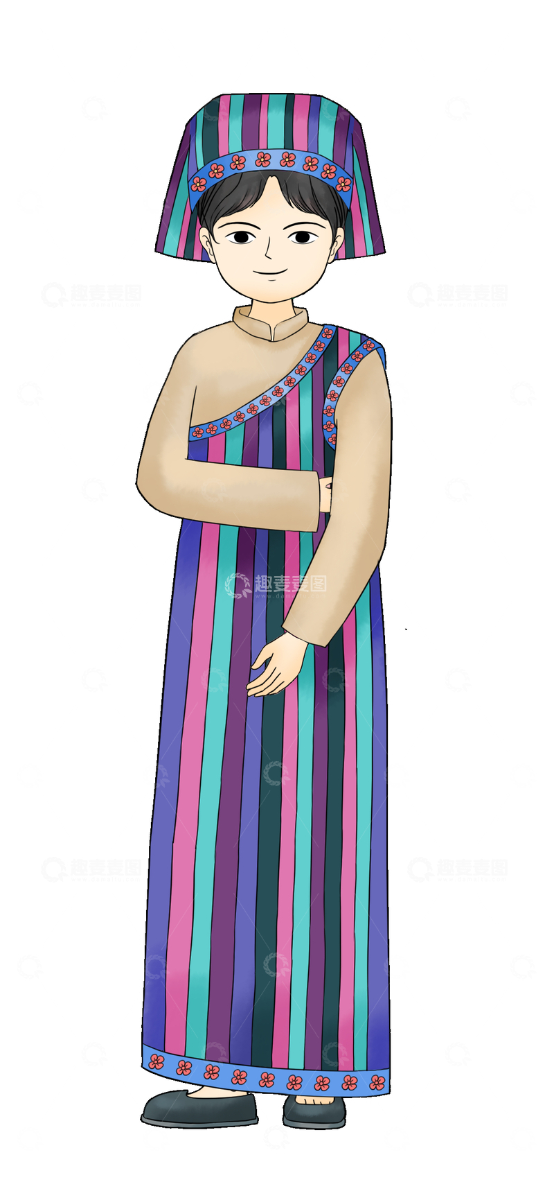 源文件下载【趣麦麦图】独龙族少数民族服饰卡通人物形象