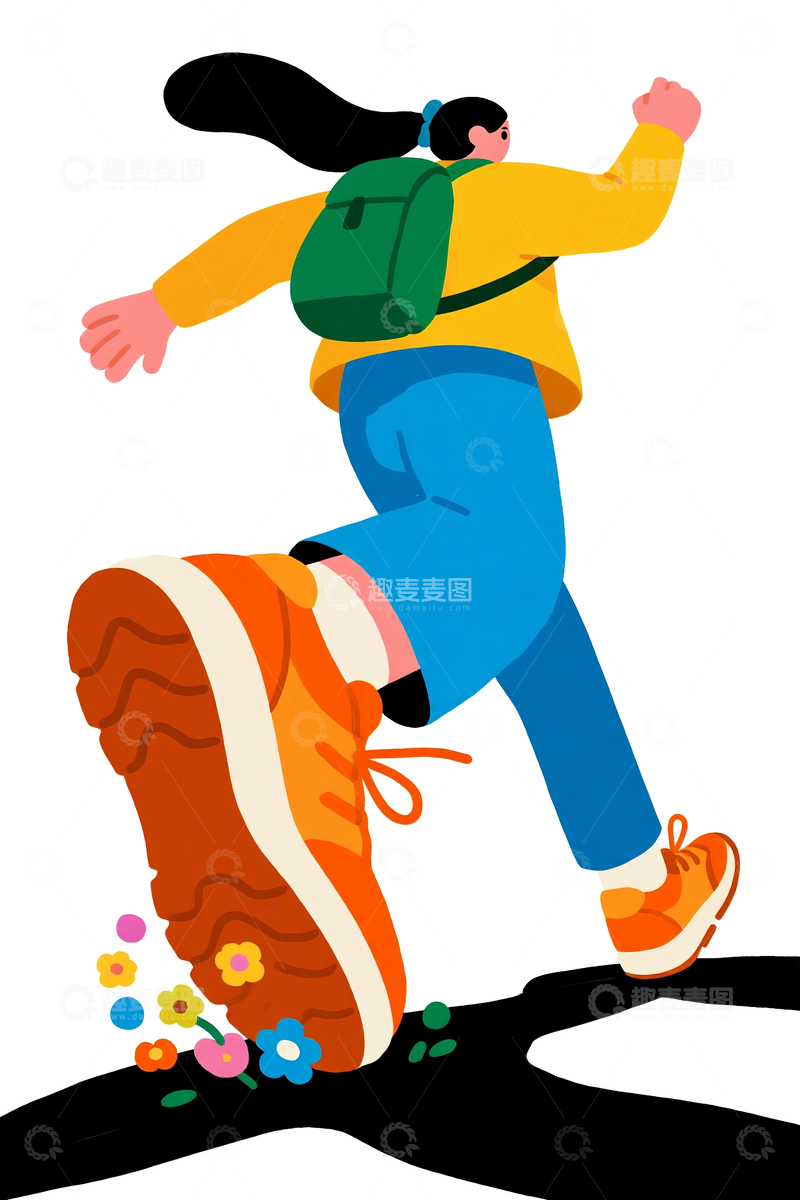 源文件下载【趣麦麦图】扁平风格以为动态奔跑的人4