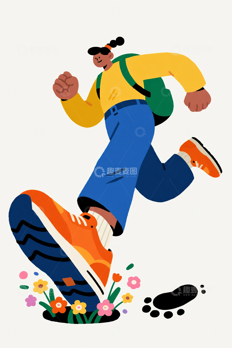 源文件下载【趣麦麦图】扁平风格以为动态奔跑的人1