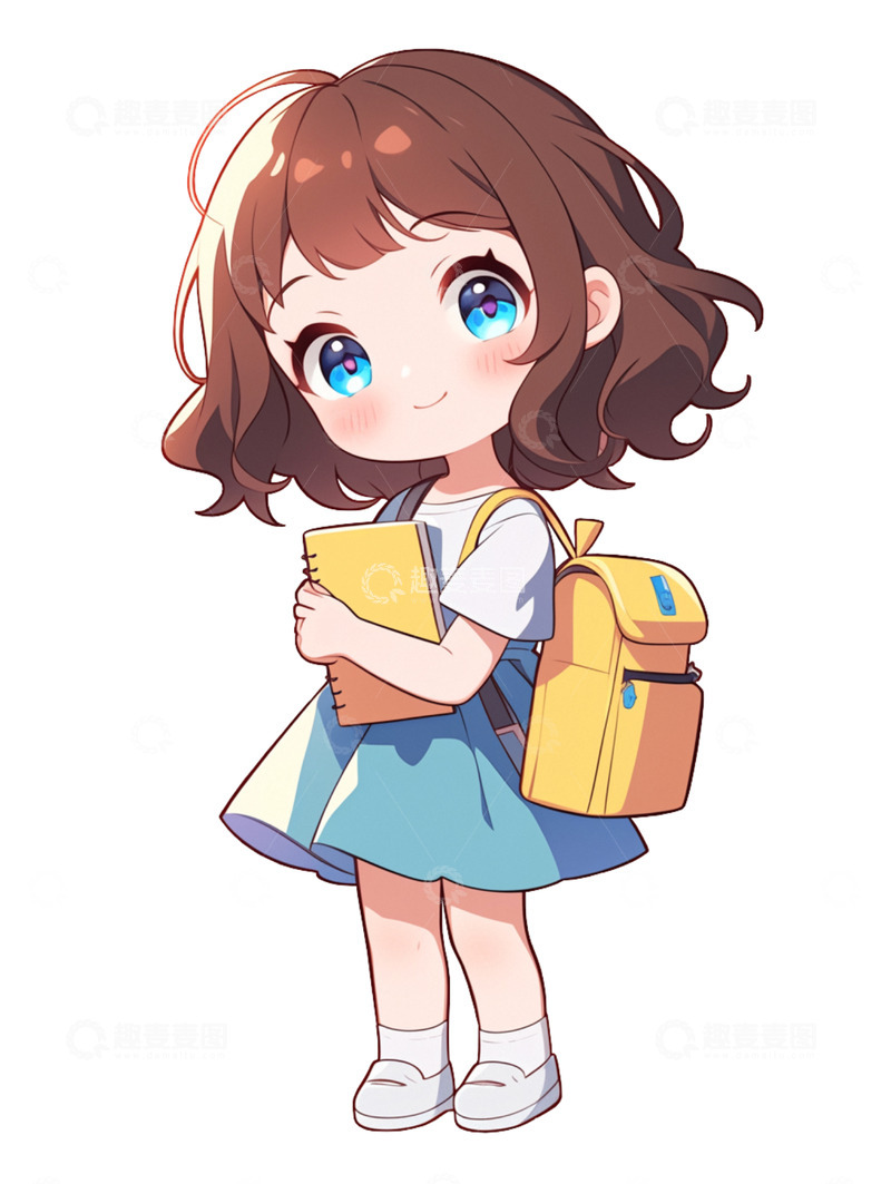 高清大图下载【趣麦麦图】AICG可爱卡通Q版二次元小女孩人物素材