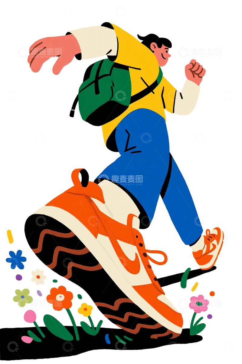 源文件下载【趣麦麦图】扁平风格以为动态奔跑的人3