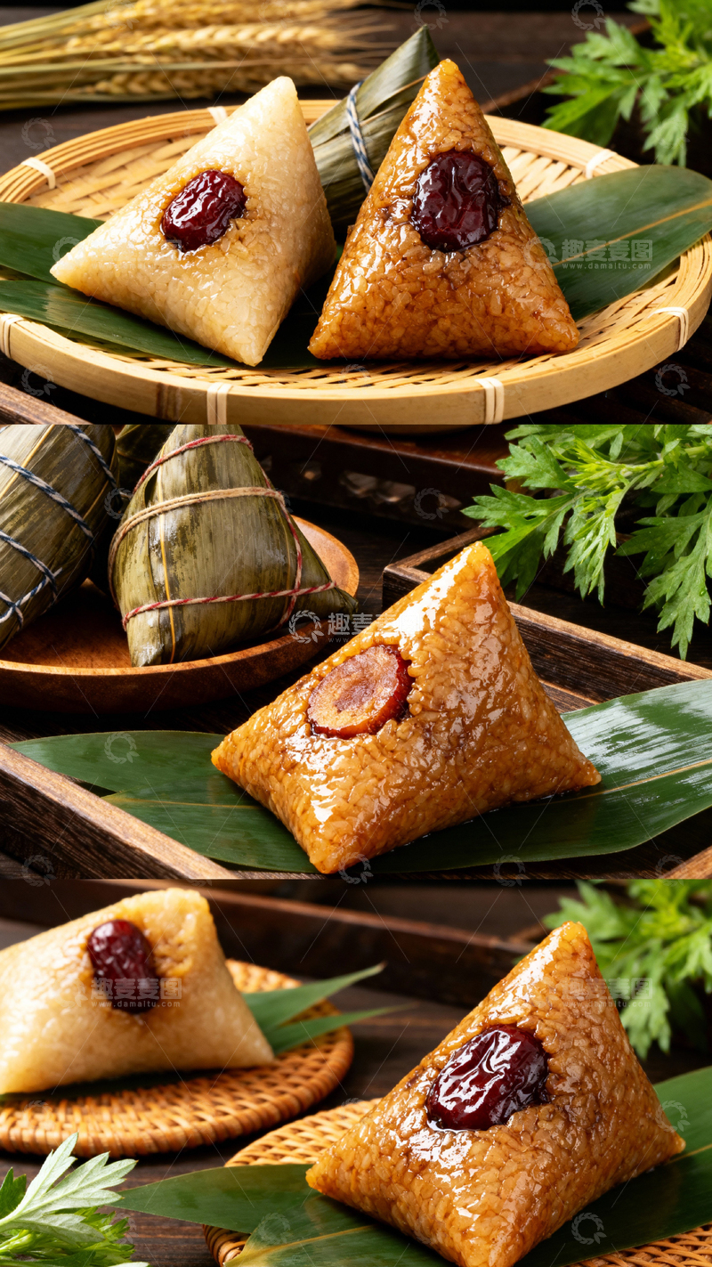 高清大图下载【趣麦麦图】端午节粽子背景_竖屏040