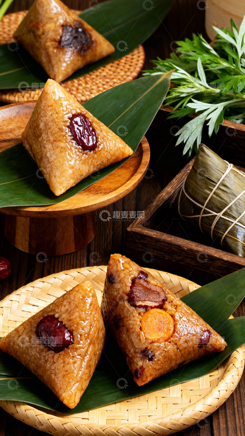 高清大图下载【趣麦麦图】端午节粽子背景_竖屏036
