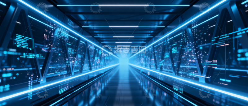 高清大图下载【趣麦麦图】 科技风隧道背景_宽屏024