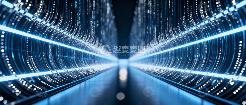 高清大图下载【趣麦麦图】 科技风隧道背景_宽屏027