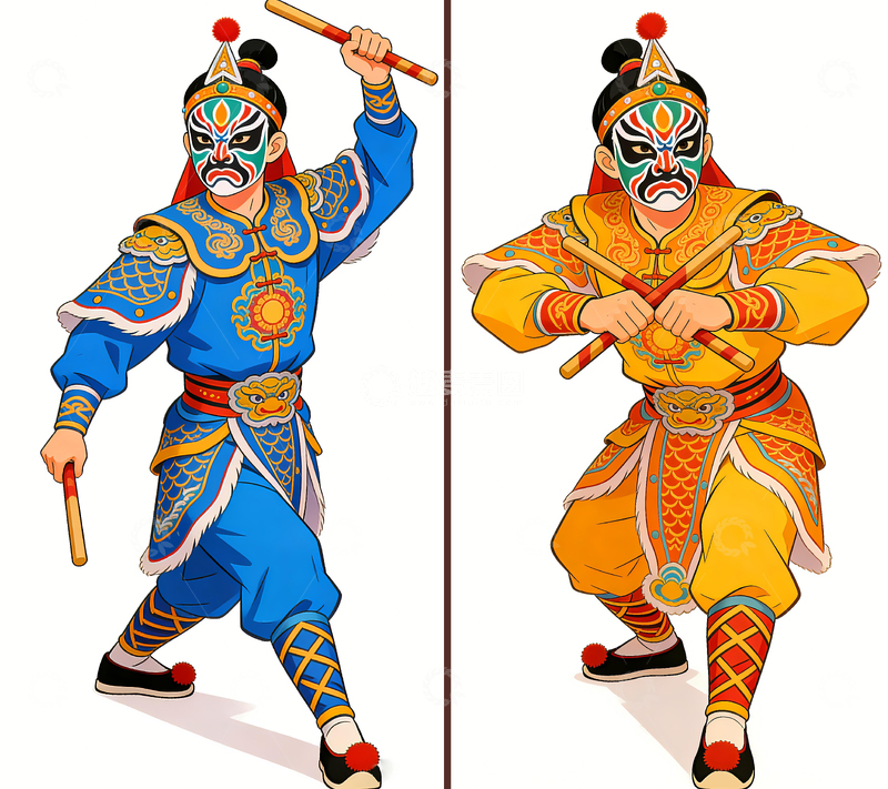 高清大图下载【趣麦麦图】跳英歌舞的人物