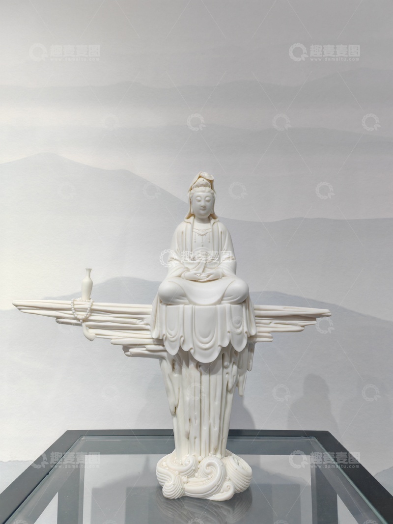 高清大图下载【趣麦麦图】白色佛像雕塑艺术展示