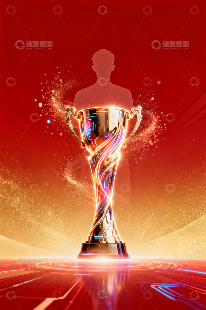 高清大图下载【趣麦麦图】-荣耀金杯炫光背景图