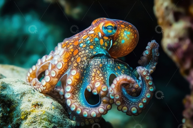 高清大图下载【趣麦麦图】大海里的一只小章鱼