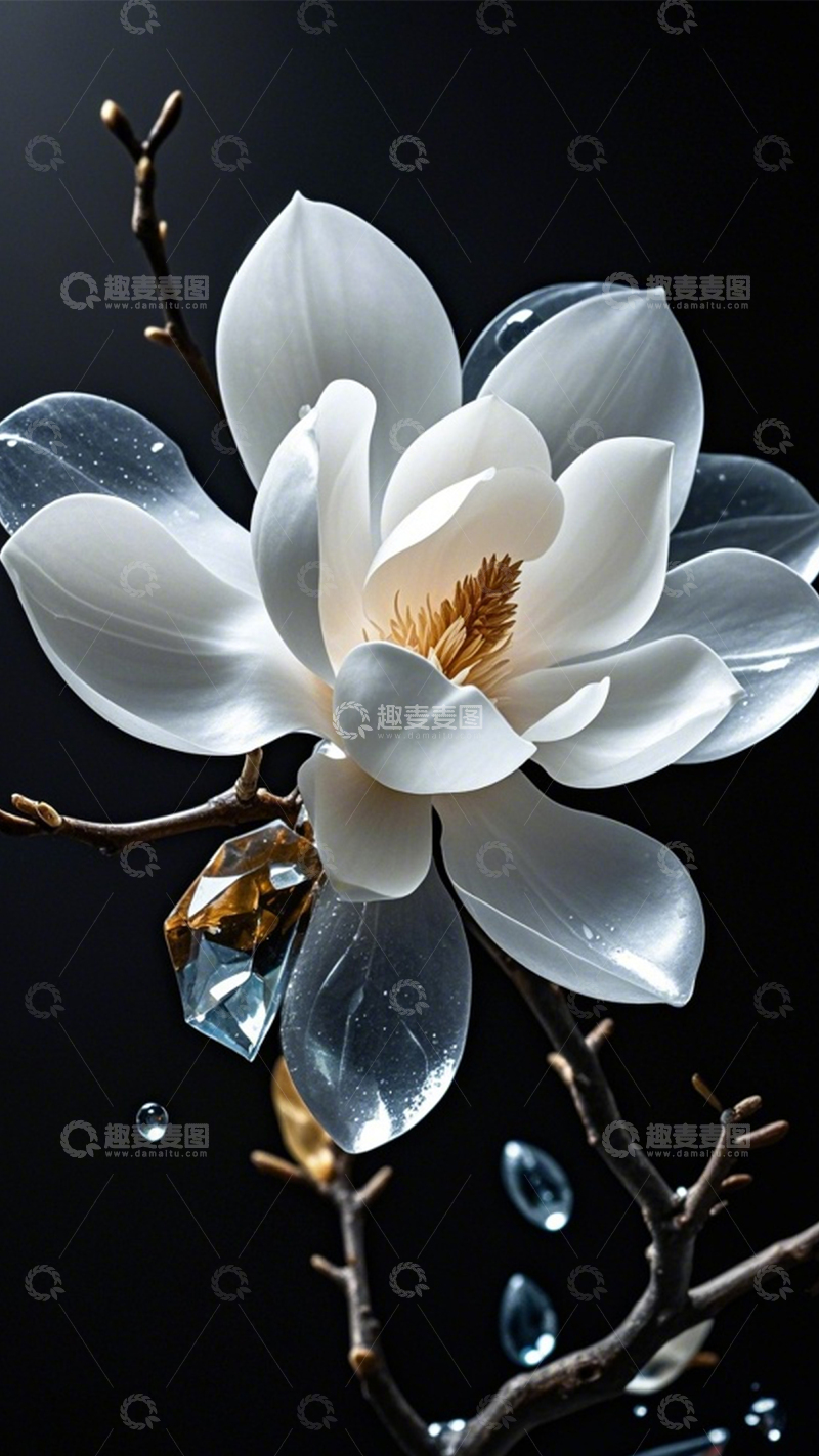 高清大图下载【趣麦麦图】白木兰水晶瓶质感3