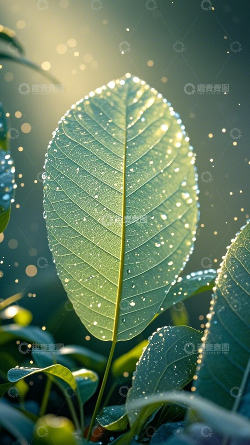 高清大图下载【趣麦麦图】透绿叶片清新质感1