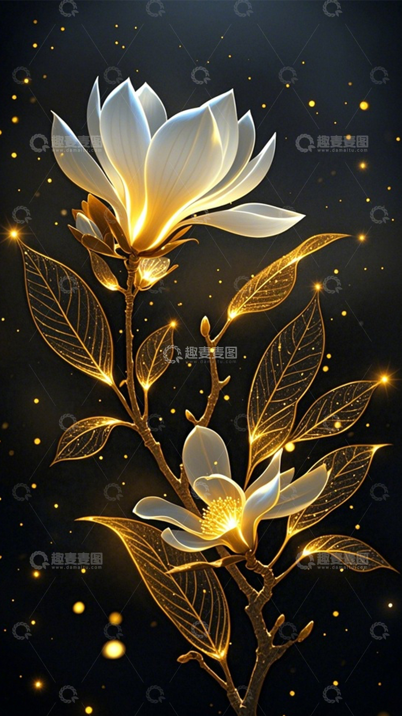高清大图下载【趣麦麦图】白木兰金叶奢华氛围3