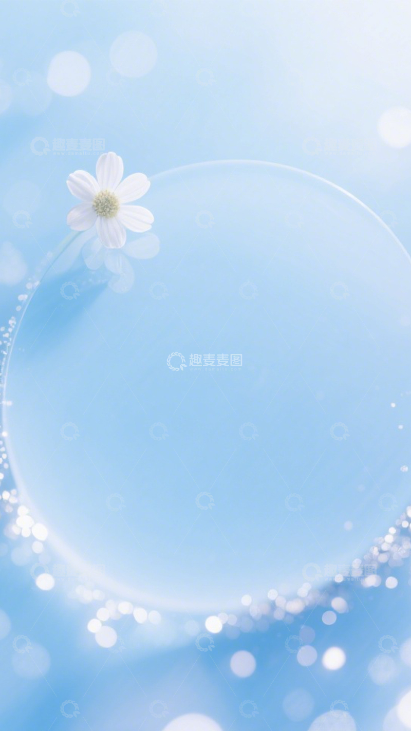 高清大图下载【趣麦麦图】蓝底白花清新氛围1